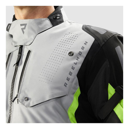Kurtka motocyklowa tekstylna Rebelhorn HIKER IV czarny-szary-żółty fluo