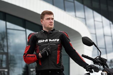 Kurtka motocyklowa skórzana sportowa Shima STR 2.0 czarny/czerwony
