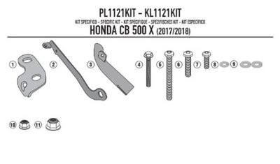 Kappa adapter do zamontowania stelaża bocznego kl1121, klx1121 Honda cb 500x w rocznikach (17-18)