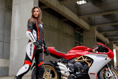 Kombinezon motocyklowy dwuczęściowy damski SHIMA MIURA 2.0 RED FLUO czarny biały czerwony fluo