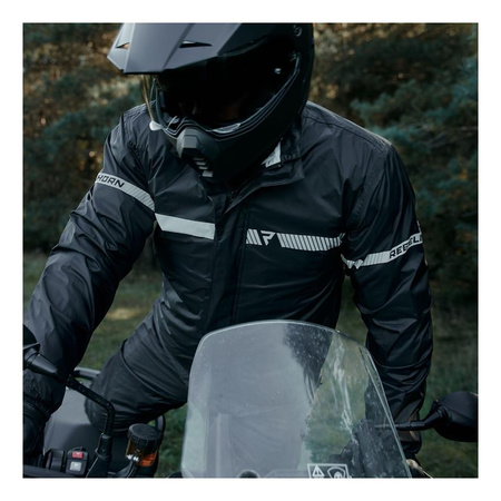 Kurtka przeciwdeszczowa odblaskowa motocyklowa Rebelhorn HORIZON czarny unisex