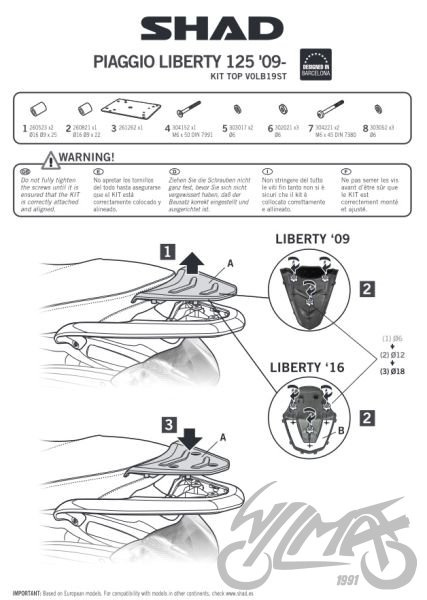 Stelaż kufra tylnego SHAD do Piaggio Liberty