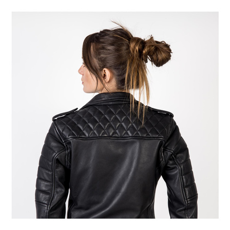 Damska kurtka motocyklowa skórzana ramoneska OZONE RAMONES MODERN matowy czarna
