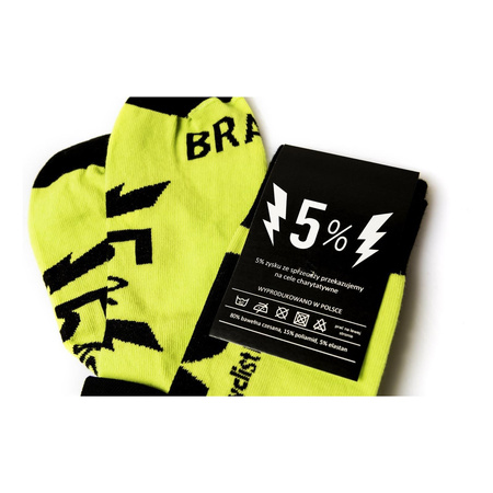 Skarpetki DAVCA YELLOW żółty fluo czarny