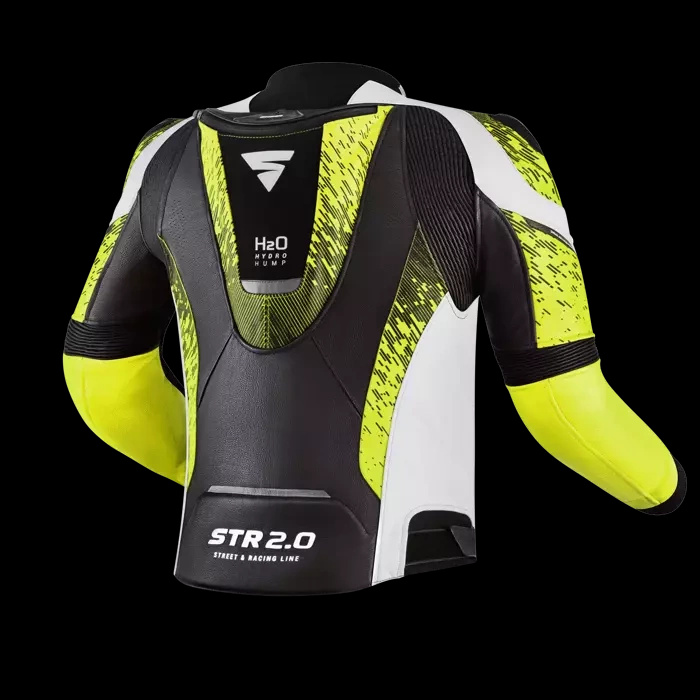 Kurtka motocyklowa skórzana sportowa Shima STR 2.0 biały/fluo