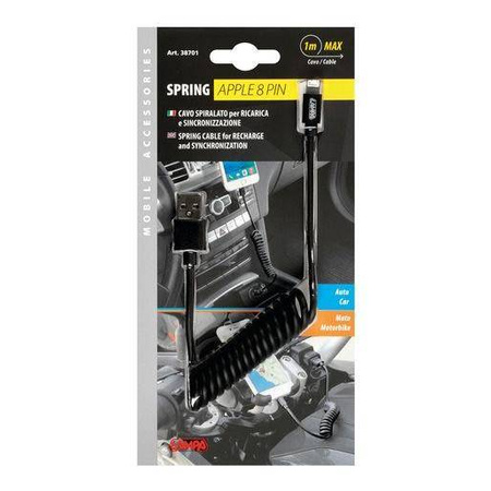 LAMPA Kabel sprężynowy Usb> Apple 8 Pin - 100 cm – czarny