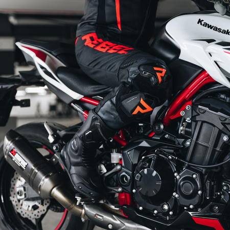 Spodnie skórzane motocyklowe Rebelhorn REBEL czarny-czerwony