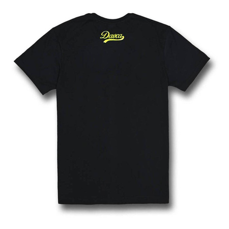 Koszulka codzienna T-shirt DAVCA DON'T PANIC czarny biały żółty fluo