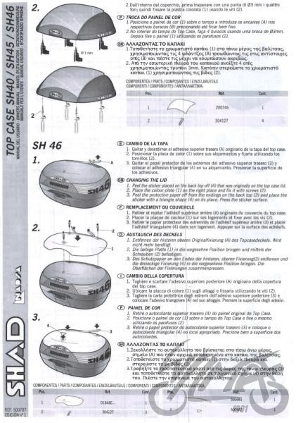 Nakładka kufra centralnego motocyklowego SHAD SH45 biała