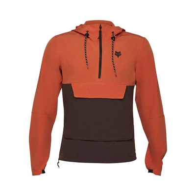 Bluza rowerowa z kapturem FOX Ranger Wind Pullover Atomic Orange