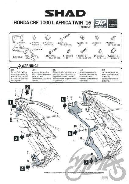 Stelaż kufra bocznego 3P SHAD do Honda CRF1000 L