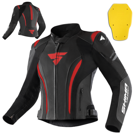 Damska kurtka motocyklowa skórzana Shima MIURA 2.0 czarny/czerwony