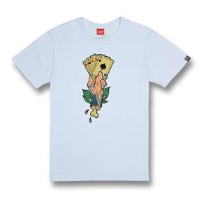 Koszulka codzienna T-shirt DAVCA CARDS WHITE biały beżowy zielony