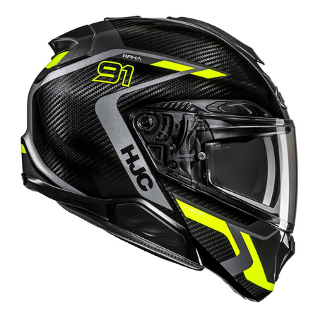 Kask motocyklowy szczękowy HJC RPHA 91 Carbon Lagos czarny/żółty
