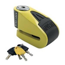 Zapięcie Motocyklowe AUVRAY B-LOCK 06 – Żółto-Czarna, 6 mm – Blokada Na Tarcze z Alarmem
