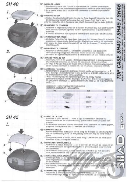 Nakładka kufra centralnego motocyklowego SHAD SH45 biała