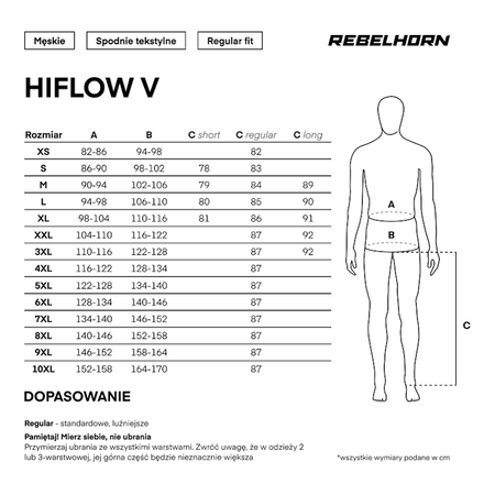 Spodnie motocyklowe REBELHORN HIFLOW V LONG BLACK czarny