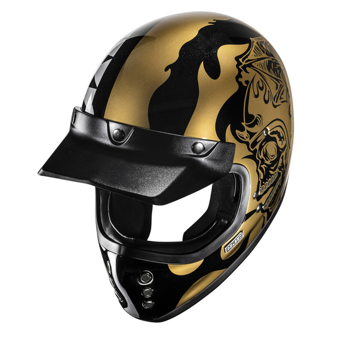 Kask motocyklowy HJC V60 Flame czarny/złoty