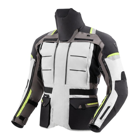 Kurtka motocyklowa tekstylna Rebelhorn CUBBY V czarny-szary-żółty fluo