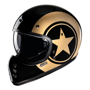 Kask motocyklowy integralny custom cruiser HJC V60 Nyx czarny/złoty