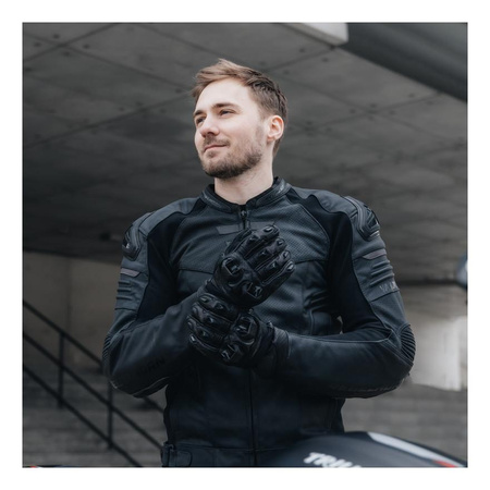 Kurtka motocyklowa skórzana sportowa/miejska Rebelhorn VANDAL czarny