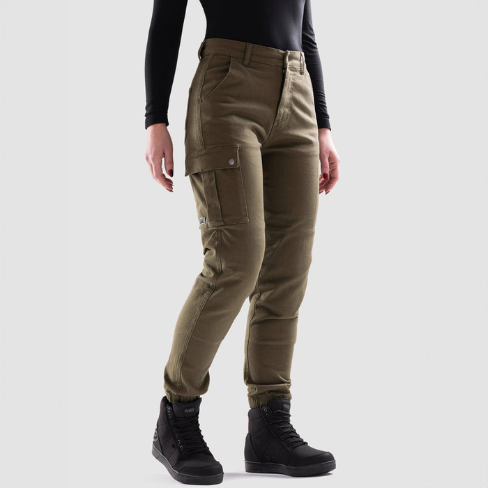 Damskie jeansy motocyklowe OZONE JANE JOGGER FIT OLIVE