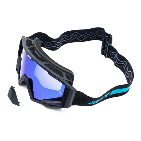 Gogle motocyklowe IMX Sand Black Matt/Blue - Szyba Blue Iridium + Clear (2 Szyby W Zestawie)