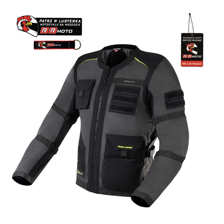 Kurtka motocyklowa tekstylna Rebelhorn BRUTALE szary-czarny-żółty fluo