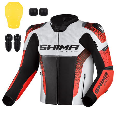 Kurtka motocyklowa skórzana sportowa Shima STR 2.0 czerwony