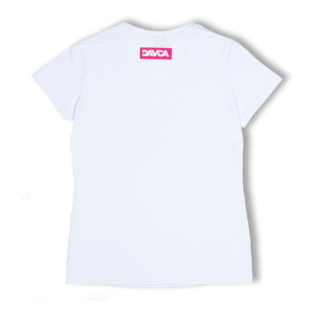 Koszulka codzienna T-shirt damski DAVCA LOGO WHITE/PINK biały różowy