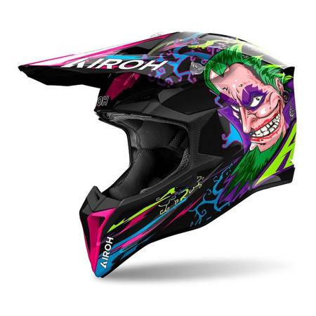 Kask motocyklowy AIROH WRAAAP MUSIC GLOSS zielony fioletowy różowy czarny