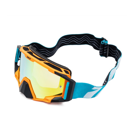 Gogle motocyklowe IMX Sand Orange Matt/Blue/White - Szyba Orange Iridium + Clear (2 Szyby W Zestawie)