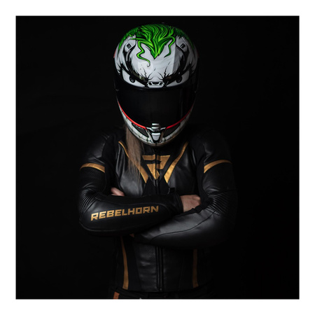 Spodnie motocyklowe skórzane damskie Rebelhorn REBEL czarny-złoty