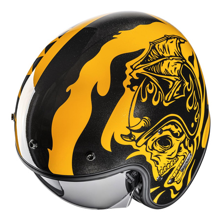 Kask motocyklowy otwarty HJC V31 Flame żółty/czarny