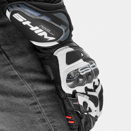 Rękawice motocyklowe sportowe skórzane Shima RS-3 biały