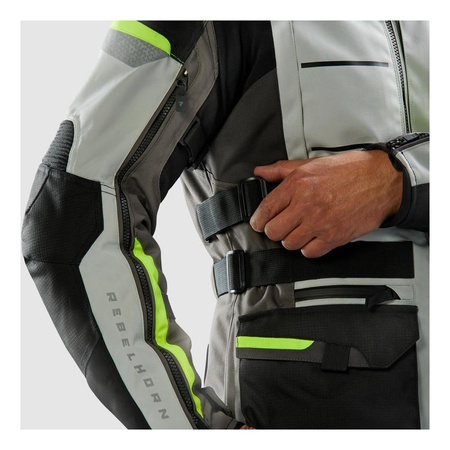 Kurtka motocyklowa tekstylna Rebelhorn CUBBY V czarny-szary-żółty fluo