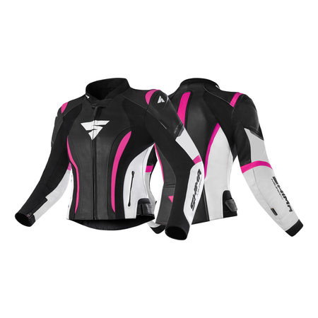 Kurtka motocyklowa skórzana damska SHIMA MIURA 2.0 PINK FLUO czarny różowy