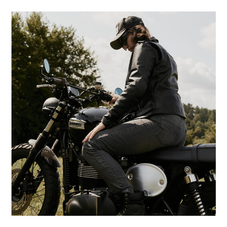 Damskie jeansy motocyklowe OZONE STRIKER Slim Fit sprany szary