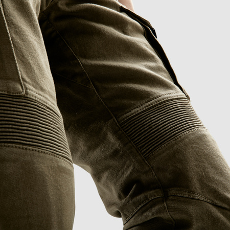 Jeansy motocyklowe OZONE FASTER Tapered Fit oliwkowe