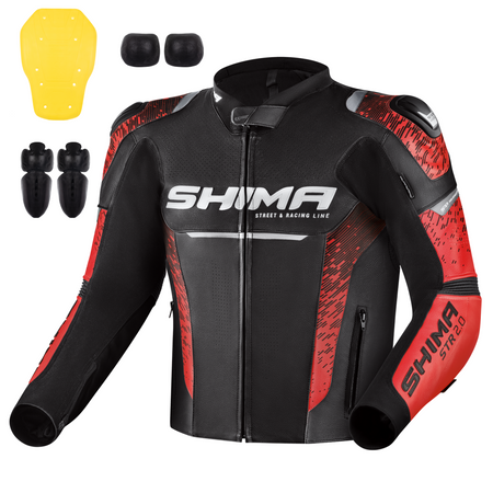 Kurtka motocyklowa skórzana sportowa Shima STR 2.0 czarny/czerwony