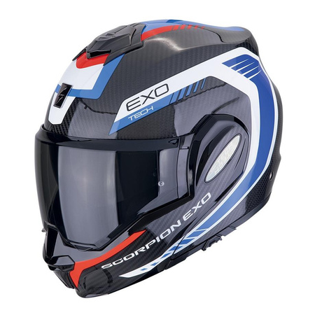 Kask motocyklowy szczękowy SCORPION EXO-TECH EVO CARBON COSY BLACK/BLUE/RED czarny czerwony niebieski