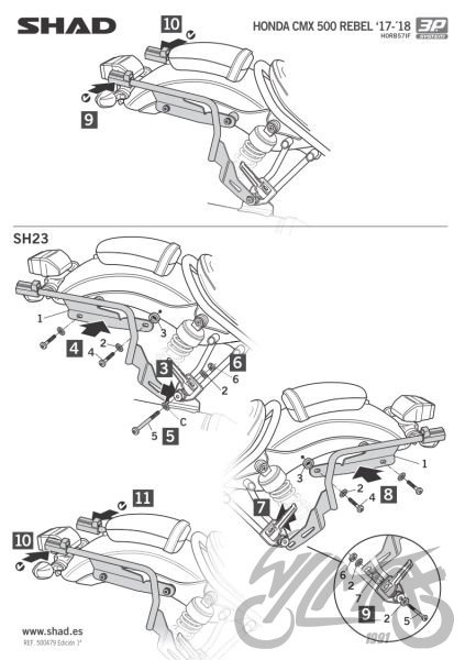 Stelaż kufra bocznego 3P motocyklowego SHAD do Honda CMX500