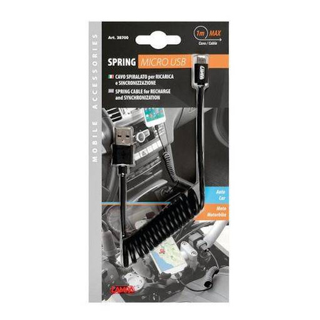 LAMPA Kabel sprężynowy Usb> Micro Usb - 100 cm – czarny