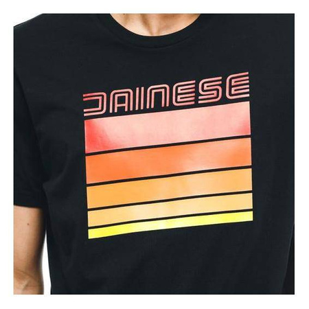 Koszulka codzienna T-shirt DAINESE STRIPES BLACK/RED czarny czerwony