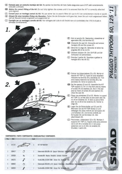 Stelaż kufra tylnego SHAD do Piaggio Typhoon 50 125