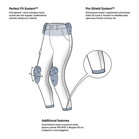 Jeansy motocyklowe damskie REBELHORN FASTER LADY BLACK czarny