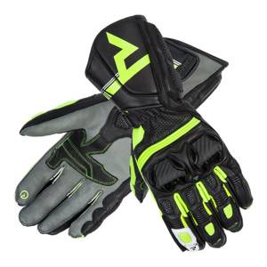 Rękawice motocyklowe sportowe Rebelhorn ST długie czarny-szary-żółty fluo