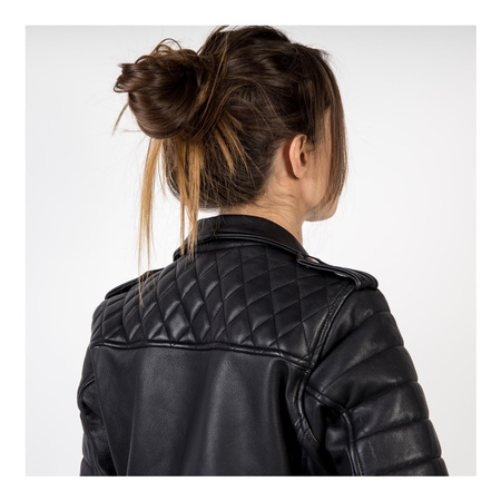 Damska kurtka motocyklowa skórzana ramoneska OZONE RAMONES MODERN matowy czarna