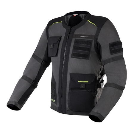 Kurtka motocyklowa tekstylna Rebelhorn BRUTALE szary-czarny-żółty fluo