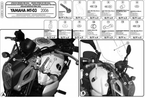 KAPPA MOCOWANIE SZYB 245A, 245N, 246 YAMAHA MT 03 600 (06-14) - WYCOFANE Z OFERTY